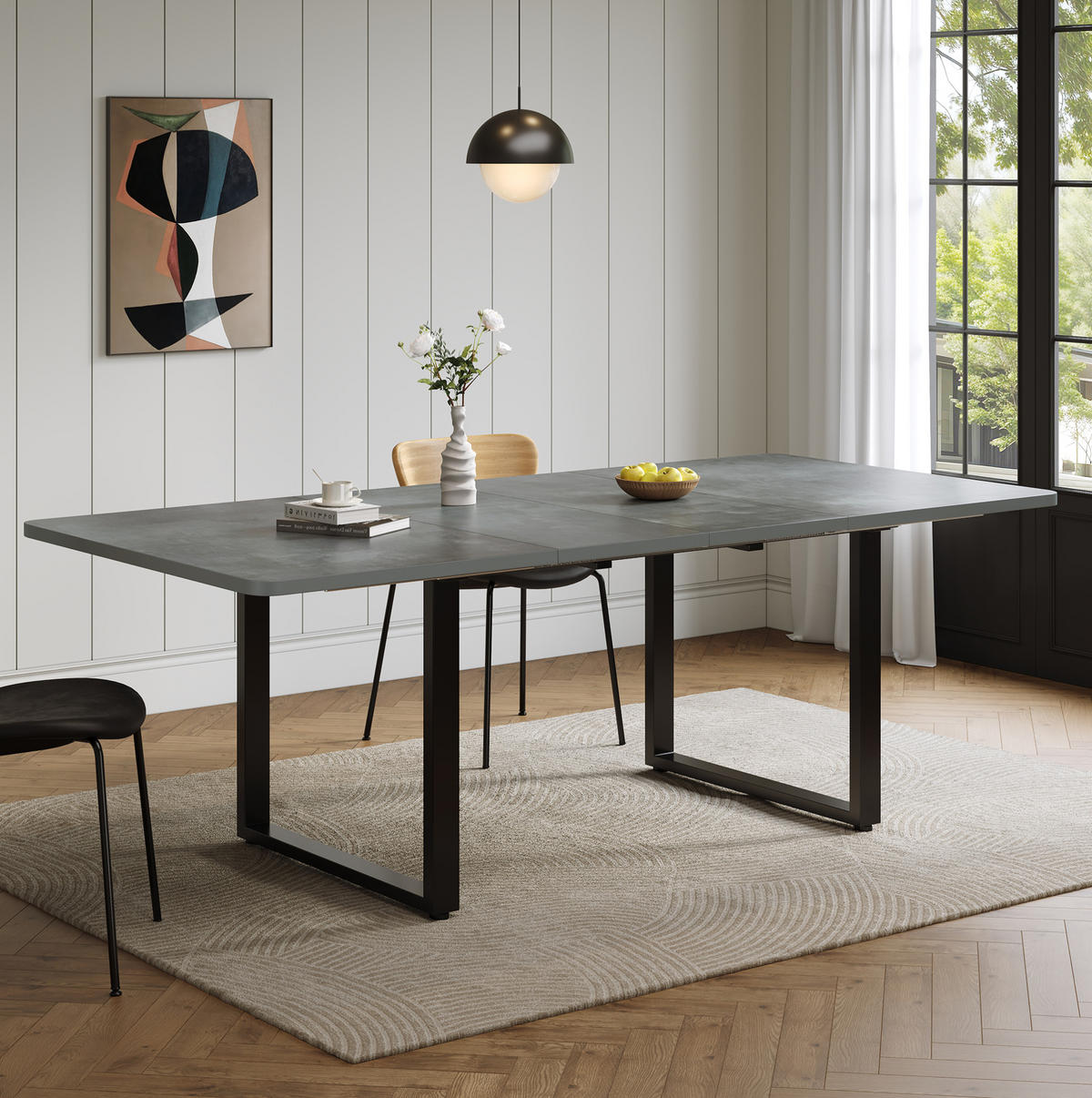 ESSTISCH 140/180/220 x 80 cm in Grau aus MDF, ausziehbar für 6-10 Personen - Grau, Holzwerkstoff (220/90/75cm) - Flora Grace