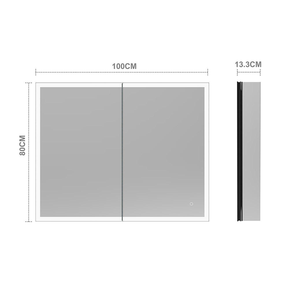 LED-SPIEGEL EVE - Farbe: Schwarz, Größe: 100 x 80 cm - Schwarz, Metall (100/80/13.3cm) - Home Deluxe