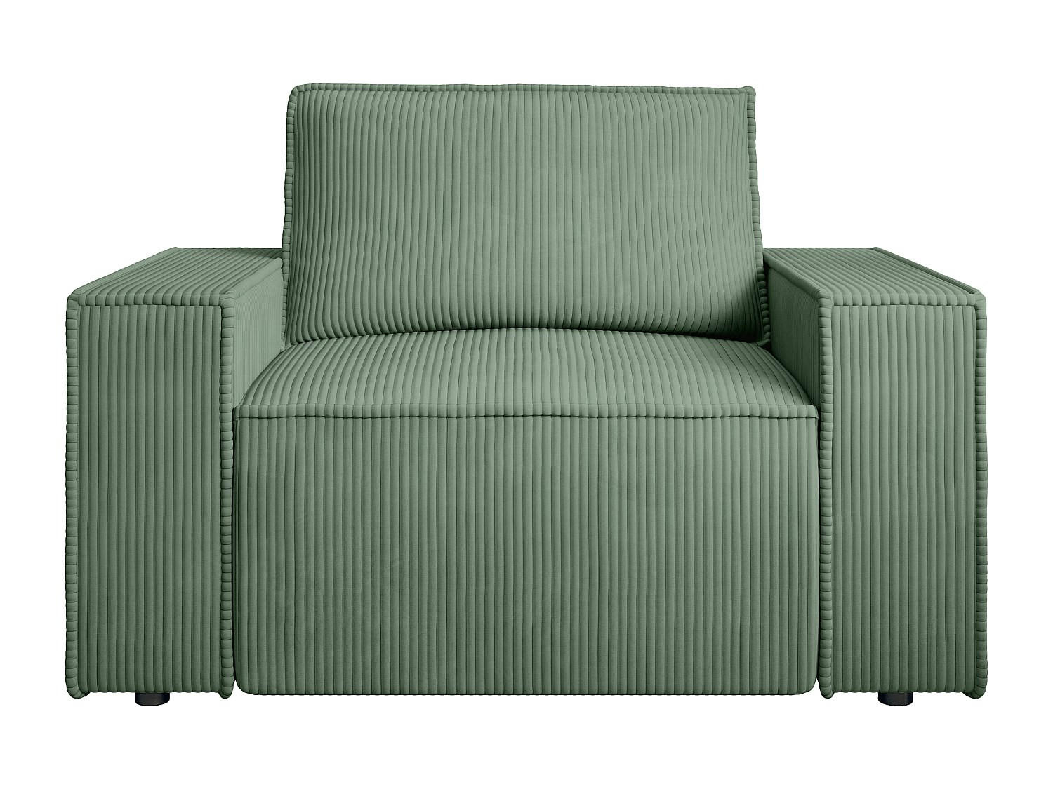 SESSEL mit gerader Rückenlehne - 1 Person - samt - mandelgrün Amelia - Grün, Textil (120/85/86cm) - Vente-Unique