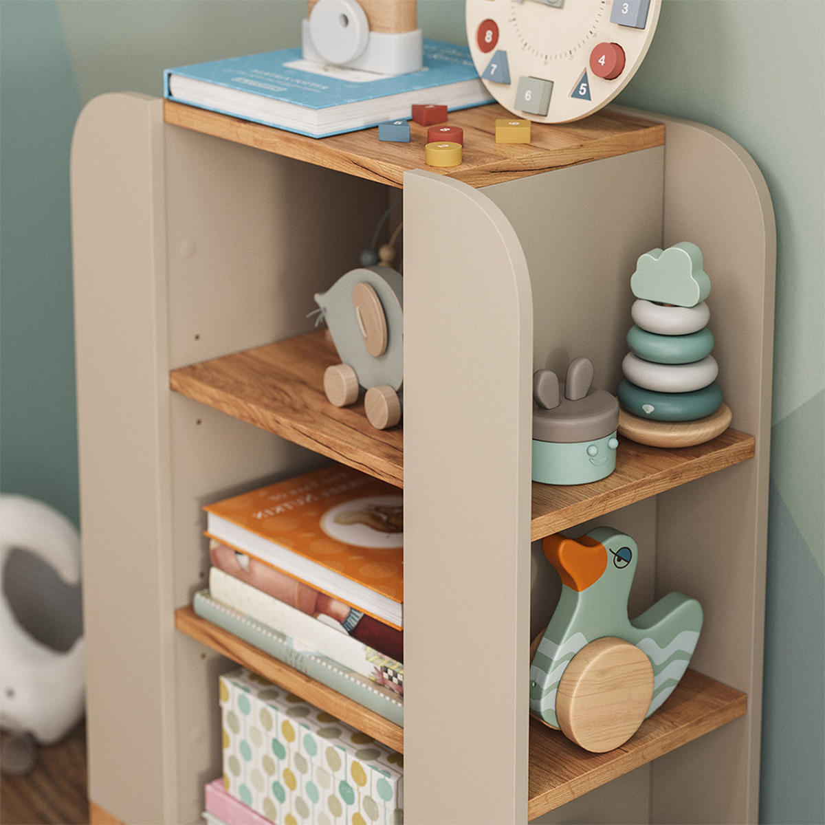 KINDERREGAL Malia Cashmere 60 x 88 cm mit 9 fächern - Kaschmir/Hellgrau, Holzwerkstoff (60/88/30cm) - VitaliSpa