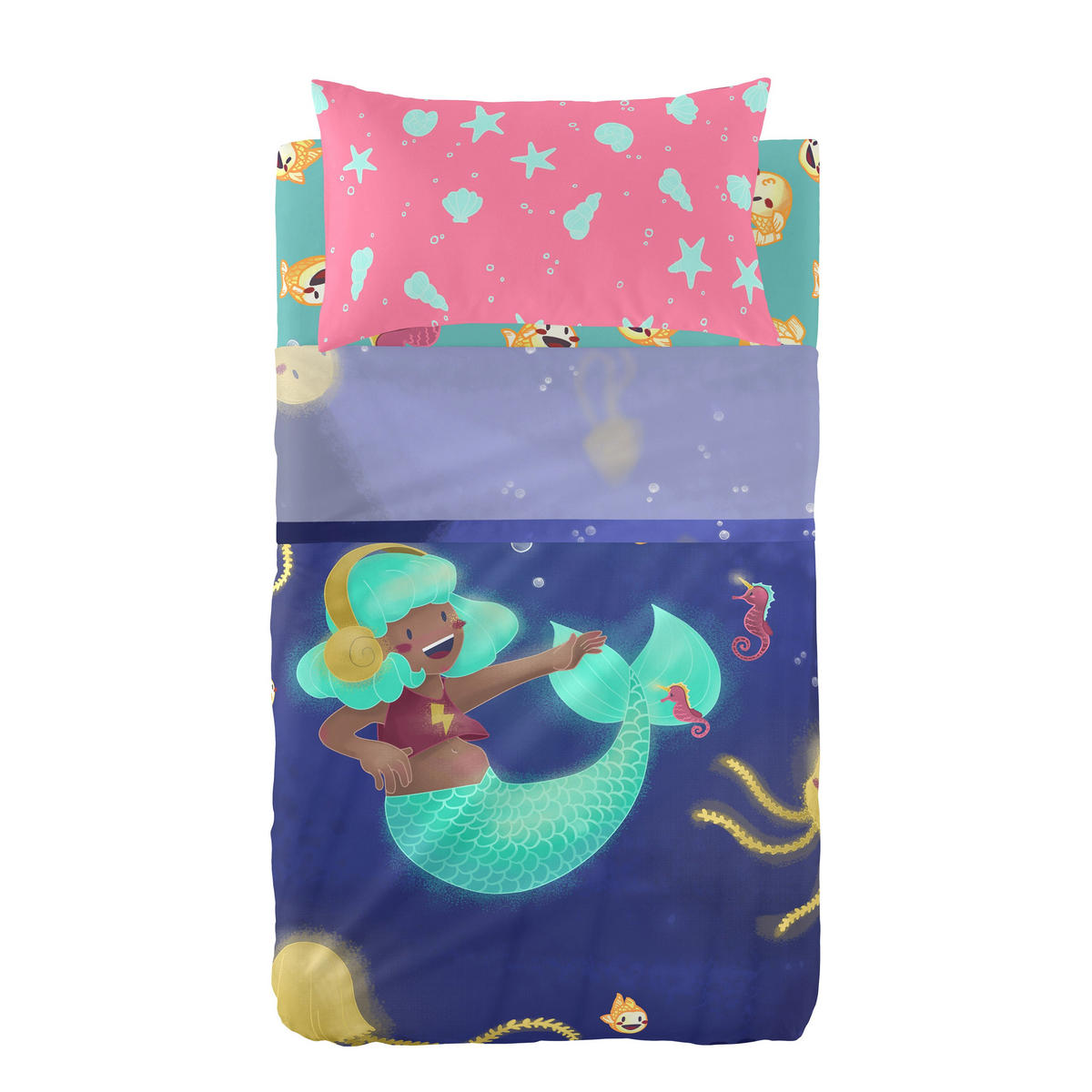 BETTWÄSCHE 2er-Set teiliges happy mermaid 120x180 cm (kinderbett) mehrfarbig - Multicolor, Textil (120/180cm) - Happy Friday