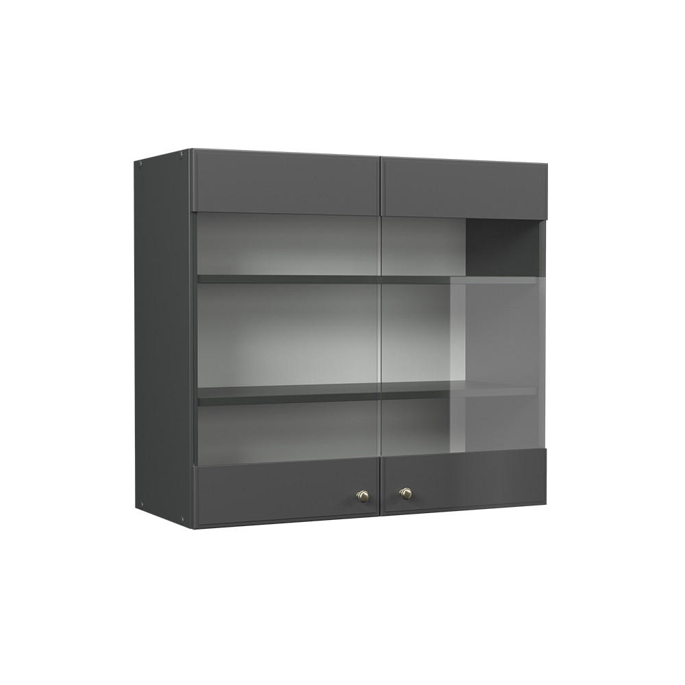 KUCHYNSKÁ SKLENENÁ SKRINKA Fame-Line Antracitovo-zlatý vidiecky dom - antracitová, kompozitné drevo (80/72/34.1cm) - Vicco