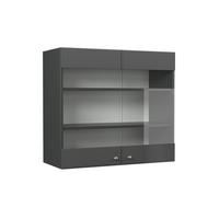 KUCHYNSKÁ SKLENENÁ SKRINKA Fame-Line Antracitovo-zlatý vidiecky dom - antracitová, kompozitné drevo (80/72/34.1cm) - Vicco