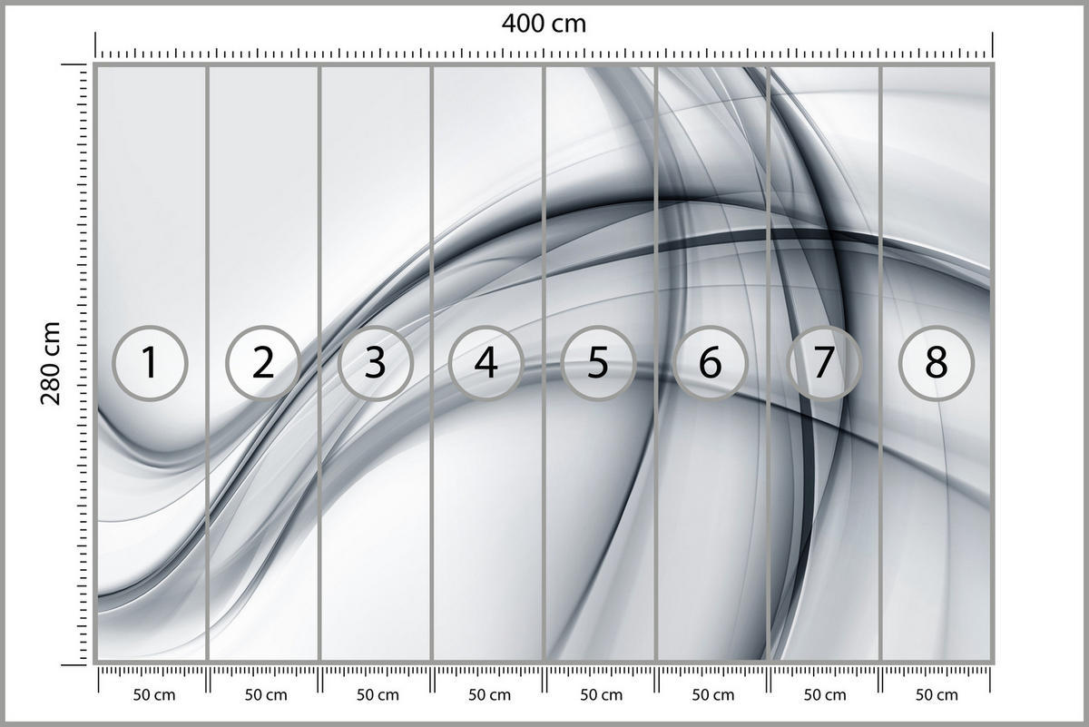 FOTOTAPETE für Wohnzimmer Abstrakte Graue Linien Muster Modern 400x280 - Schwarz/Grau, Papier (400/280cm) - Muralo