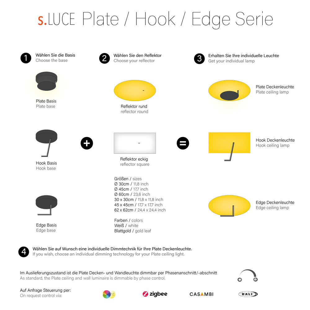 LED-WAND-/DECKENLAMPE Plate Blattgold 62x62cm - Goldfarben, Metall (62/62/10cm) - s.luce