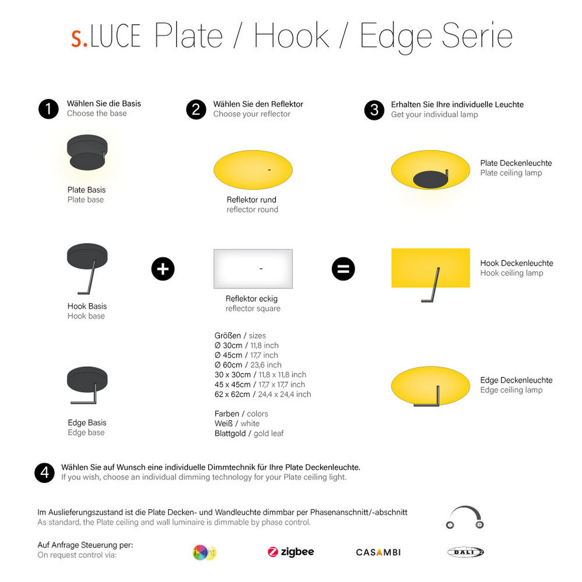 LED-WAND-/DECKENLAMPE Plate Blattgold Ø 30cm - Goldfarben, Metall (30/30/10cm) - s.luce
