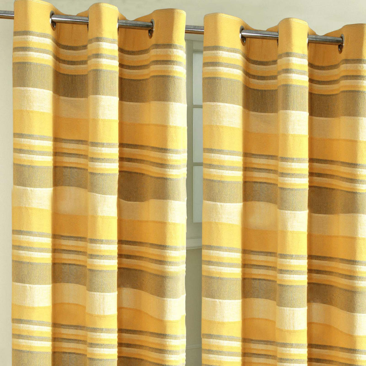 ÖSENVORHANG Morocco blickdicht 2er-Set, 167/228 cm - Gelb, Textil (167/228cm) - Homescapes