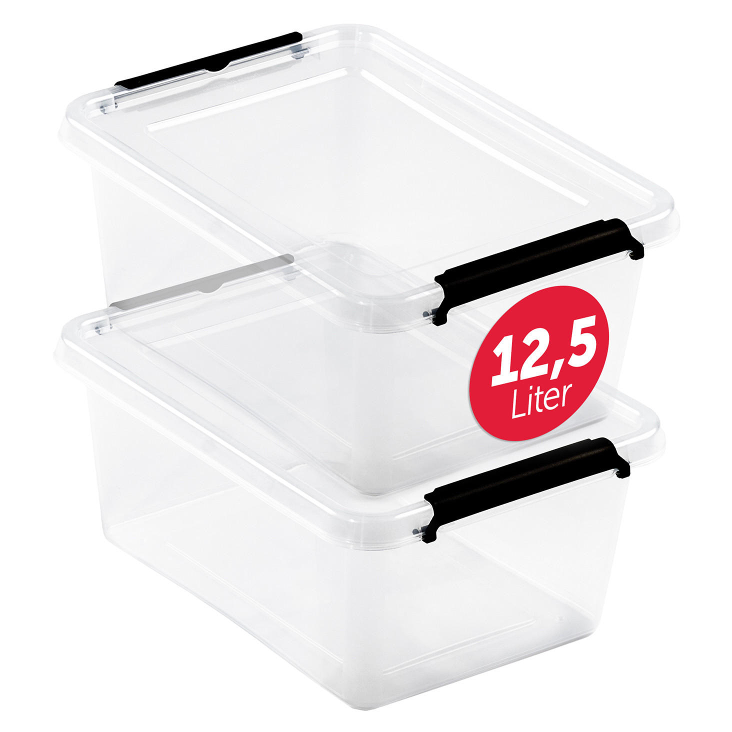 AUFBEWAHRUNGSBOXEN mit Deckel 12,5l im 2er Set - Transparent, Kunststoff (29/17/39cm) - BOXXivo