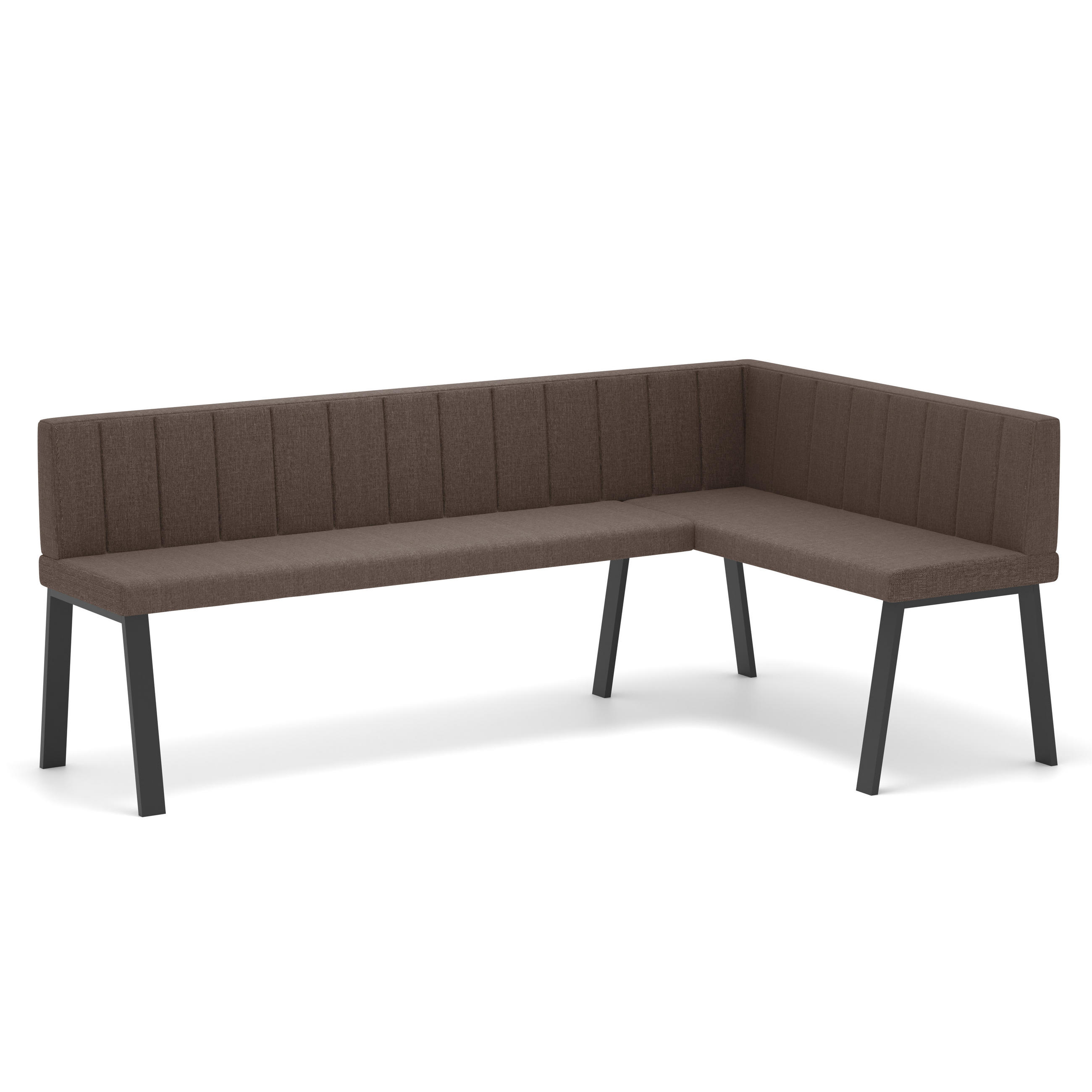 ECKBANK rechts MONO Y Webstoff gesteppt, 168/128 cm Braun - Braun, Textil/Metall (128/168cm) - Idohome