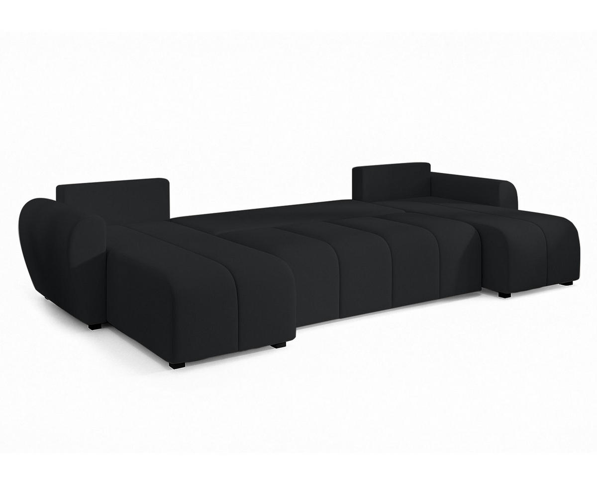WOHNLANDSCHAFT Malatya U Form Schwarz 311/145/82 cm mit Schlaffunktion - Schwarz, Kunststoff/Textil (311/82/145cm) - AX Living