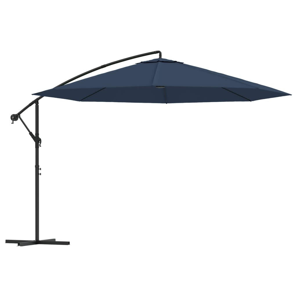 SONNENSCHIRM rund MARC 350cm Blau | UV-Schutz, Kurbelsystem | Ampelschirm rund - Blau, Metall (350/350cm) - DELUKE