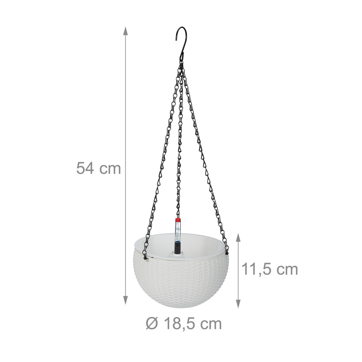 2XBLUMENAMPEL - Weiß, Kunststoff/Metall (54cm) - Relaxdays