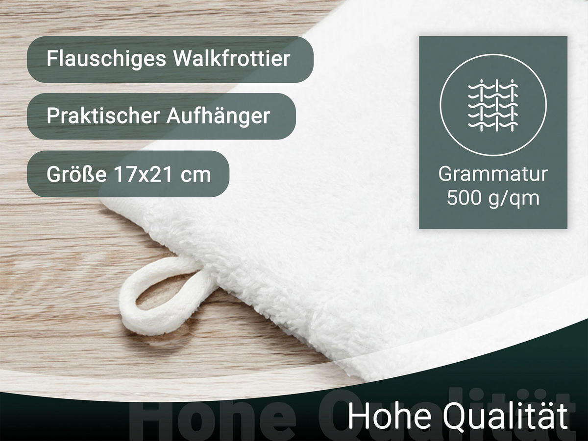 WASCHHANDSCHUH, 10er-Set, 17x21 cm, 100% Baumwolle - Weiß, Textil (17/21cm) - Zollner