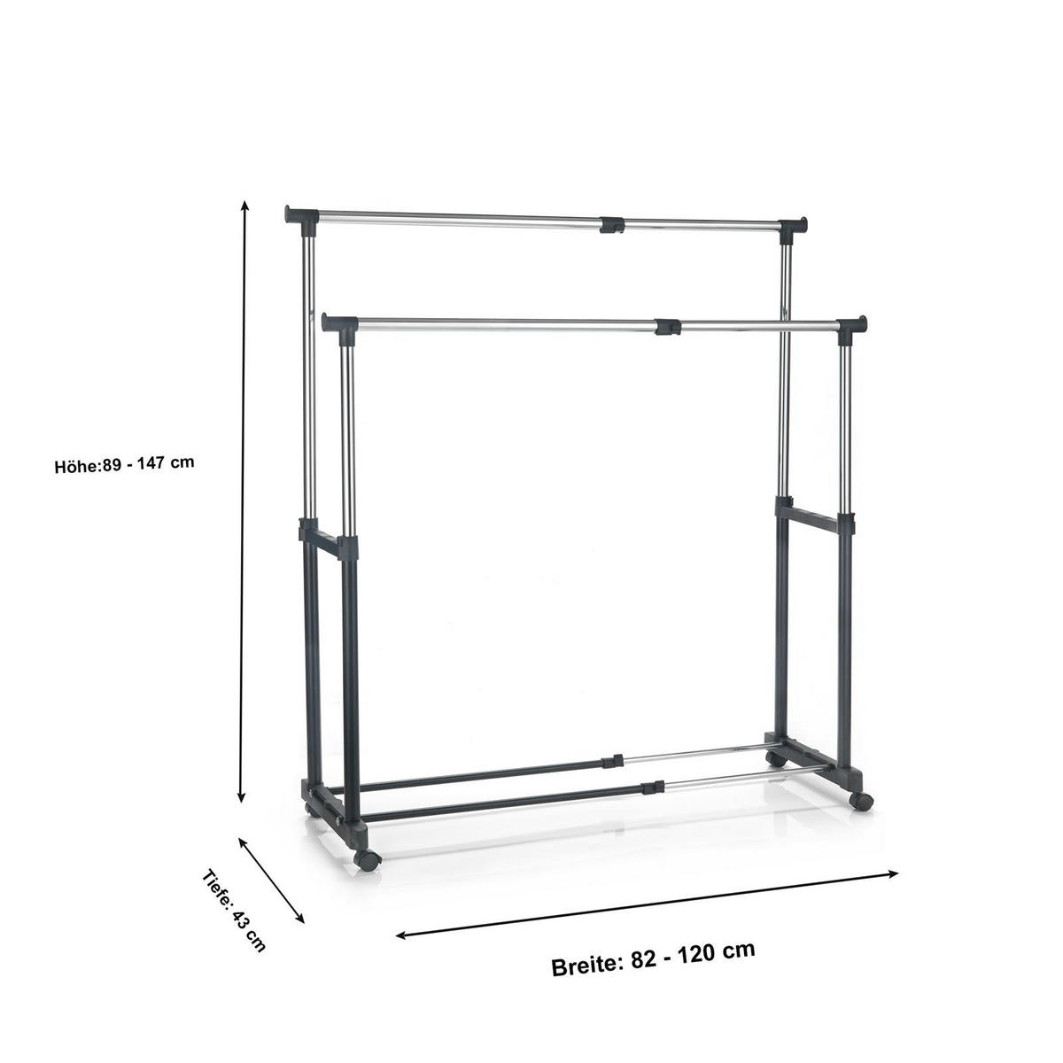 GARDEROBENWAGEN CASA - Schwarz, Metall (82/89/43cm) - CARO-Möbel