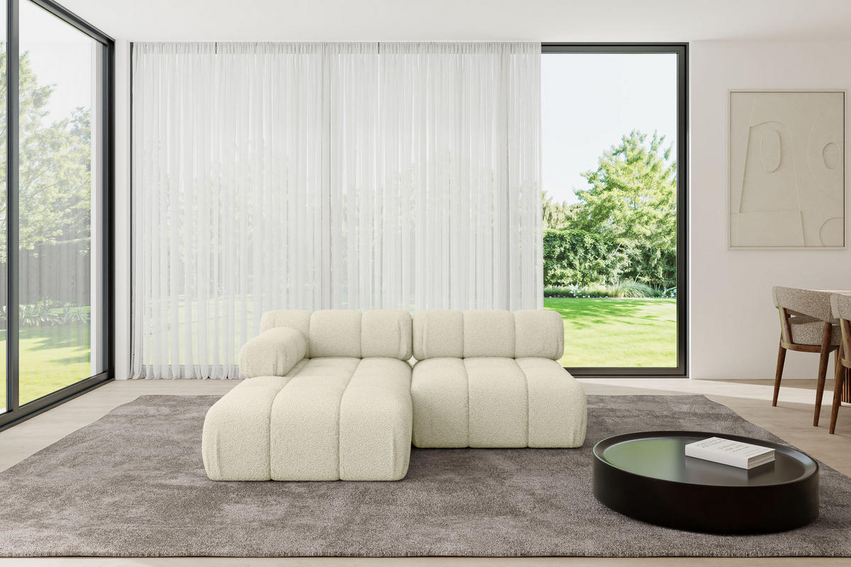 ECKSOFA modulares Sofa Razon-L1 - 190x160x70 cm Beige Bouclé - Beige, Holzwerkstoff/Textil (190/160cm) - ALTDECOR