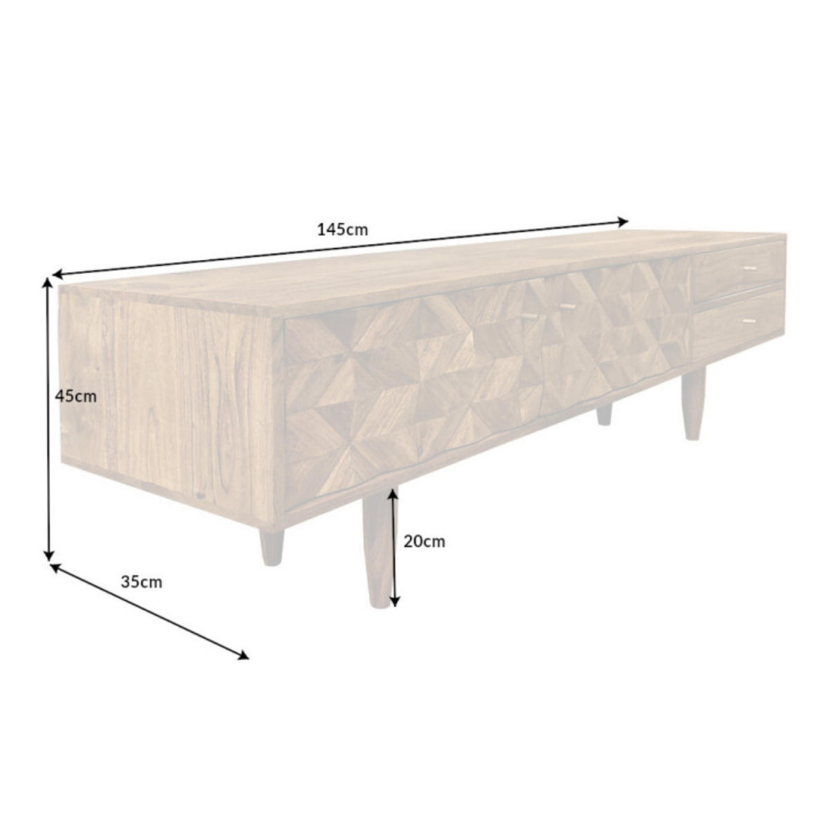 TV-LOWBOARD ALPINE Akazie Natur 145cm - Braun, Holz (145/45/35cm) - riess-ambiente