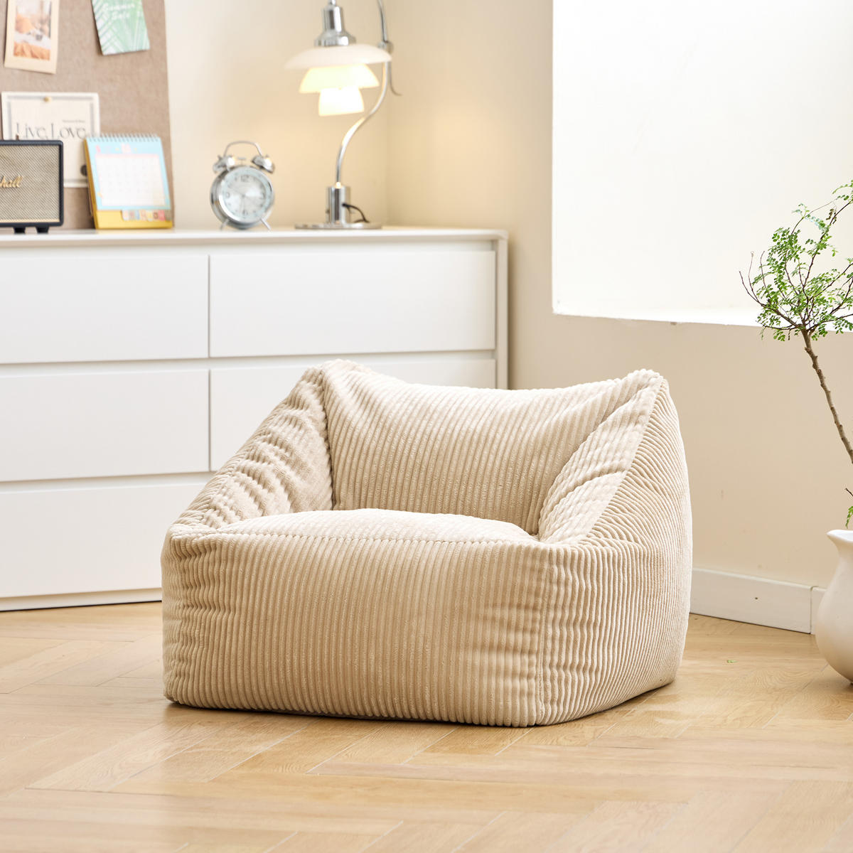 POUF kord Beige - Beige, Textil (55/44/55cm) - Nordlys