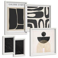 BILDER SET 5er Set - 50x50 cm & 20x30 cm & 40x60 cm Weißer Rahmen - Abstrakte Marmorformen - Weiß, Kunststoff (40/60cm) - TULUP