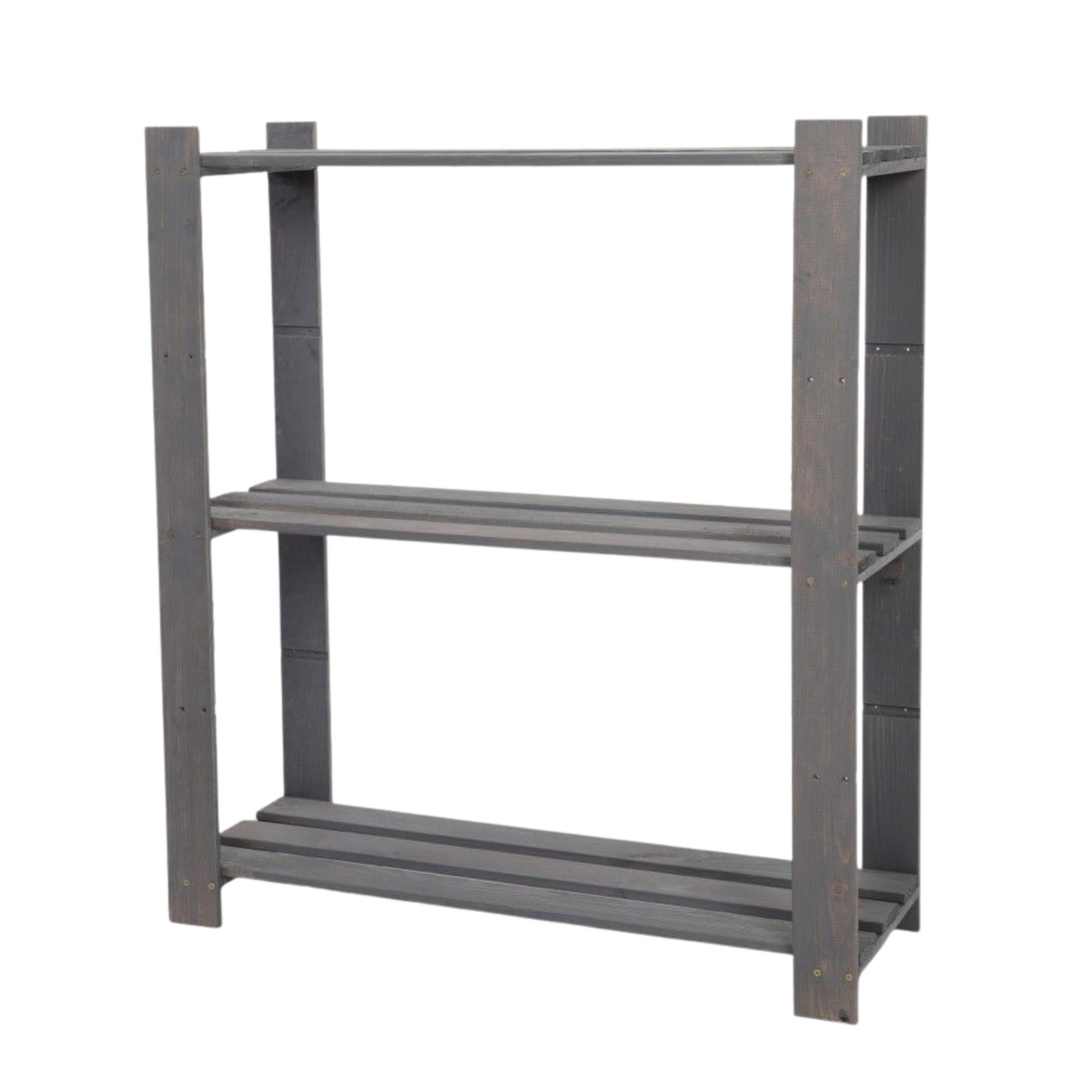 HOLZREGAL PINEPEAK 90x80x28cm 3 Fachboden 1,2cm dickes Kiefernholz Grau - Grau, Holz (80/90/28cm) - PROREGAL