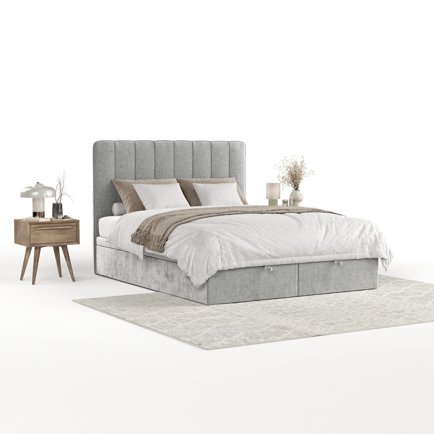 AltaBeds Polsterbett Hellgrau 200x200 cm