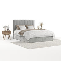POLSTERBETT Vienna mit Stauraum 200/200 cm Hellgrau im Lotta Stoff - Hellgrau/Schwarz, Holz/Holzwerkstoff (200/200cm) - AltaBeds