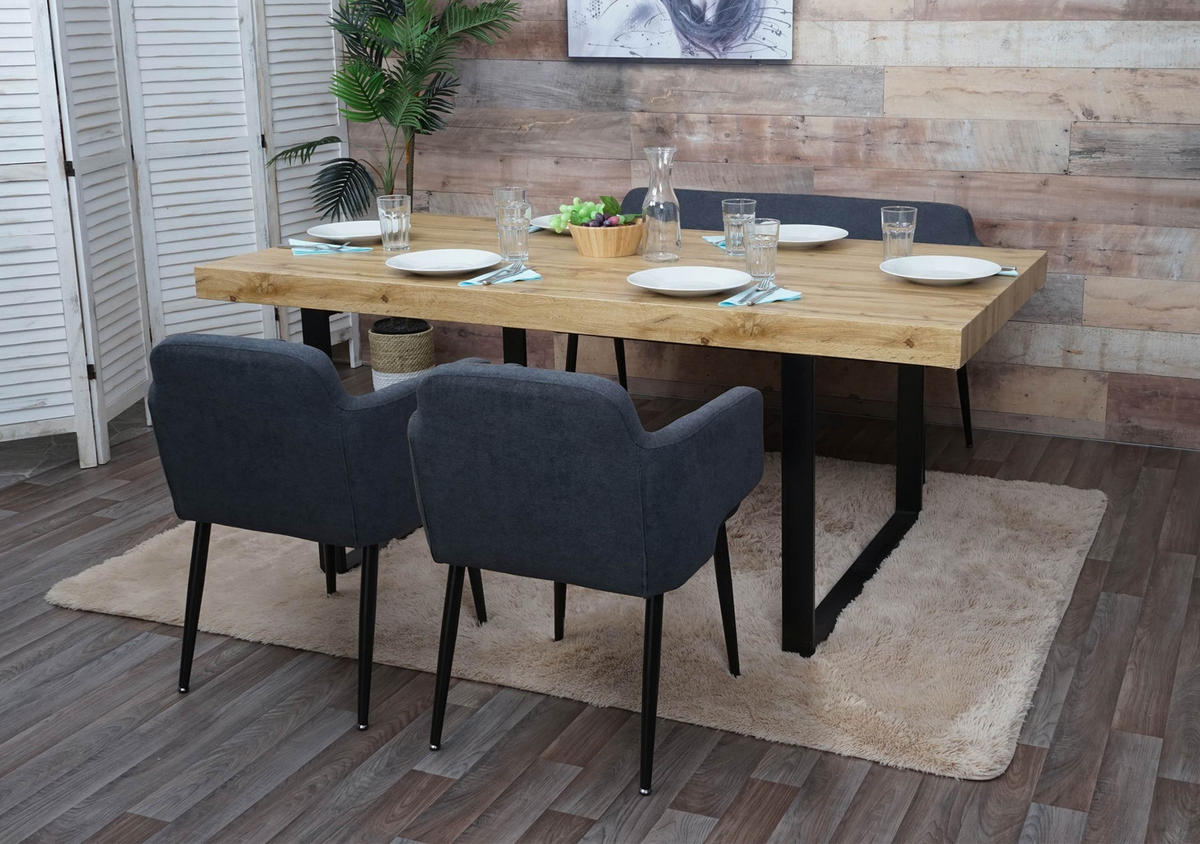 ESSZIMMER-SET Anthrazit 3er-Set - Anthrazit, Textil (133/77/56cm) - MCW