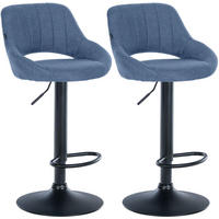 BARHOCKER 2er Set Stoff blau - Blau, Textil (47/85/48cm) - CLP