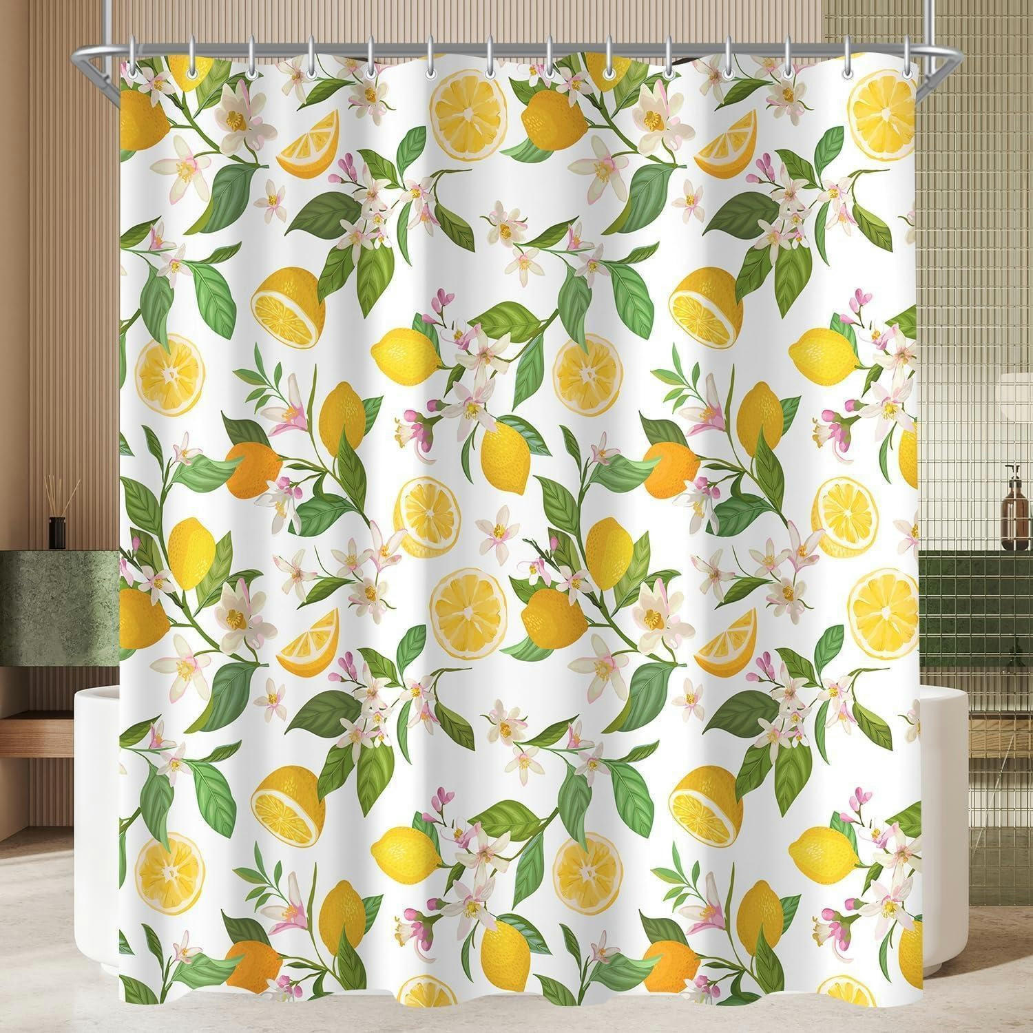 DUSCHVORHANG Zitronenblätter 150 x 200 cm - Multicolor, Textil (150/200cm)