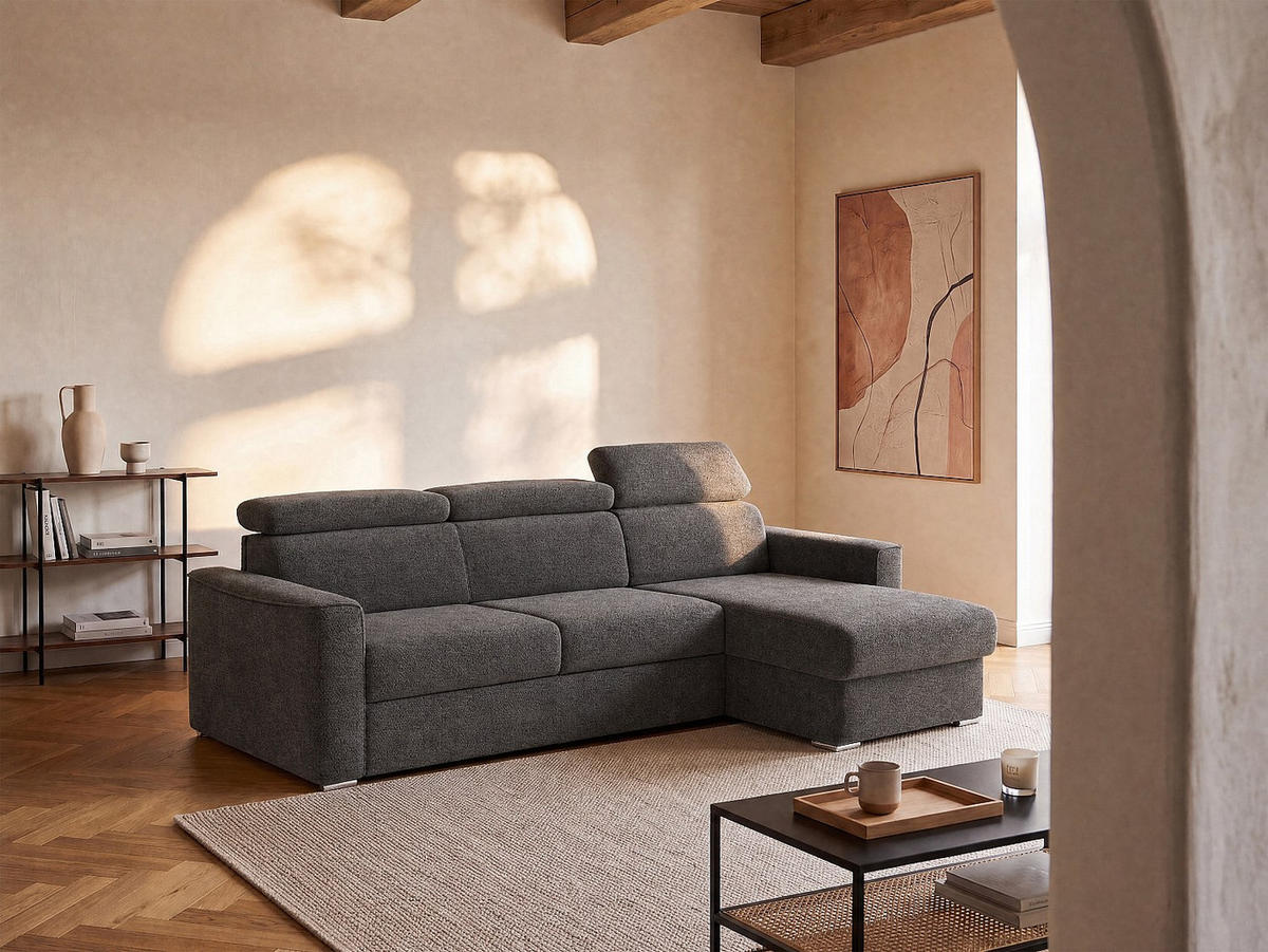 SCHLAFSOFA - 5 Personen - stoff - anthrazitgrau Vizir - Anthrazit, Textil (302/97/223cm) - Vente-Unique