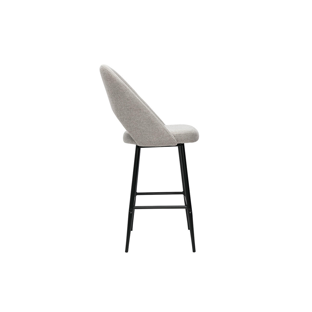 BARHOCKER Stoff Grau Samteffekt H65 cm 2er-Set COSETTE - Grau, Textil (54/99/51.5cm) - Miliboo