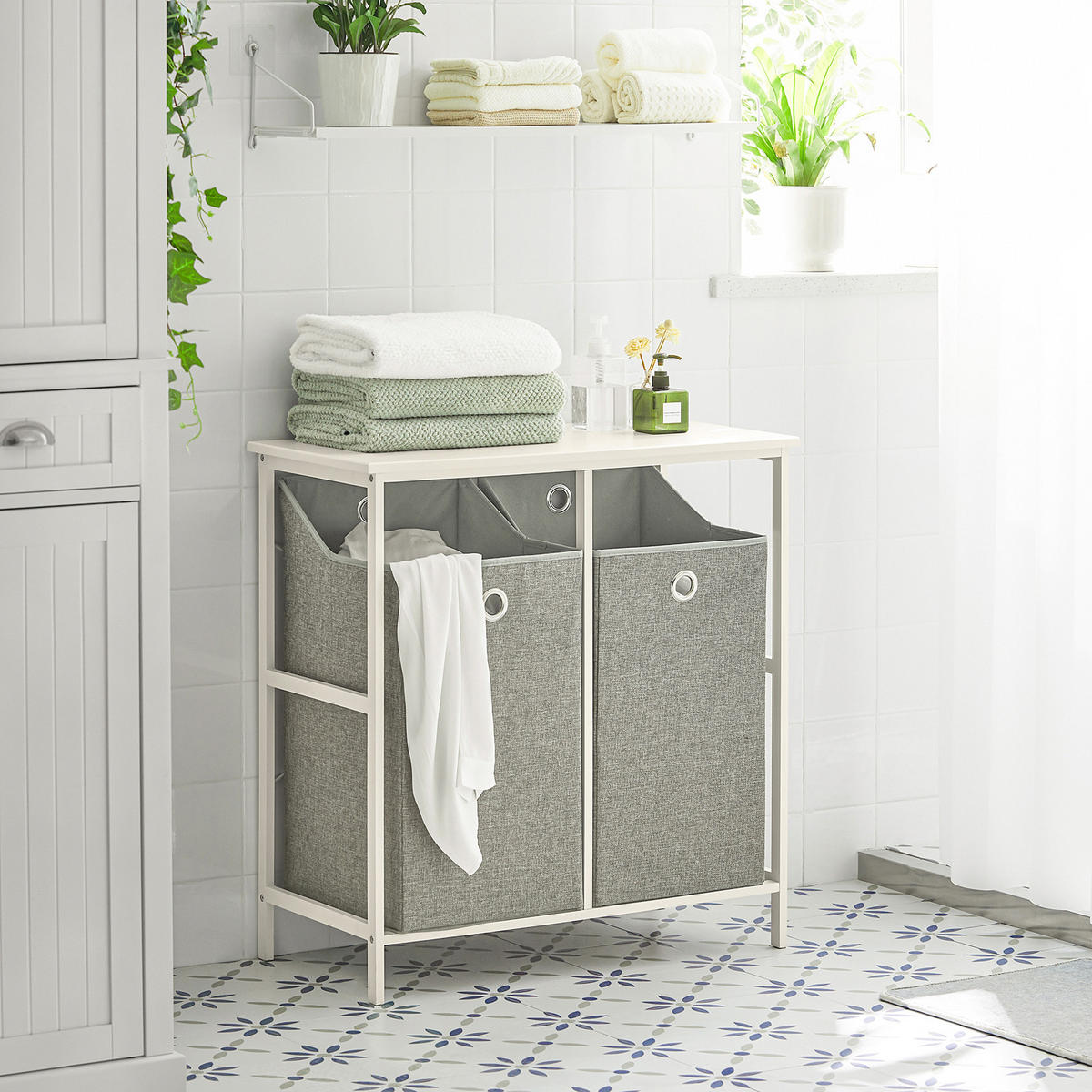 WÄSCHESCHRANK Weiß - Weiß, Holzwerkstoff/Metall (77/80/38cm) - SoBuy