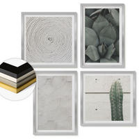 WANDBILDER 4er Set - 50x50 cm & 40x60 cm Silberner Rahmen - Sommerliche Texturen aus den Tropen - Silberfarben, Kunststoff (50/50cm) - ArtPrintCave