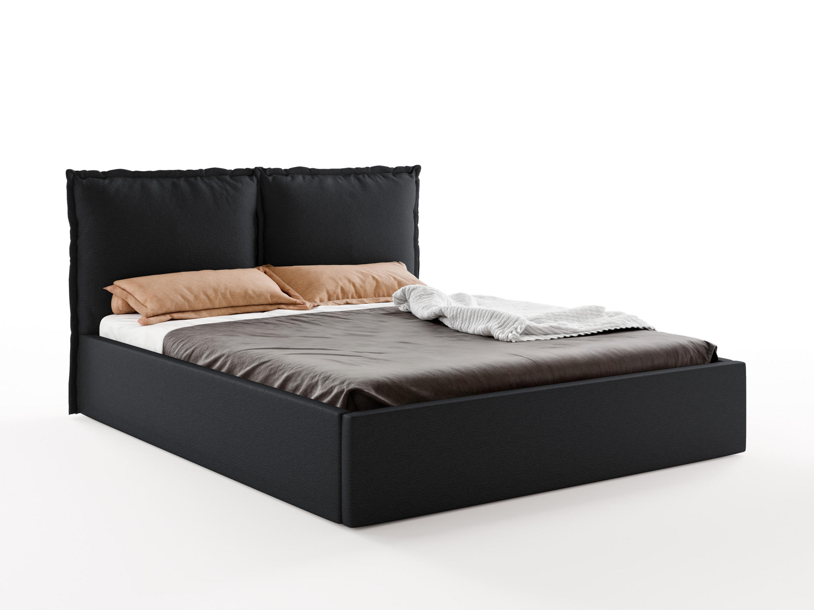 Luxkor24 Polsterbett Schwarz 200x200 cm