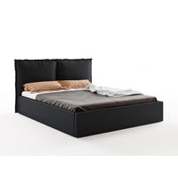 POLSTERBETT MIRA 180x200 cm mit Bettkasten, Stauraum und Metall-Lattenrost – VIBE Schwarz - Schwarz, Textil/Metall (180/200cm) - Luxkor24