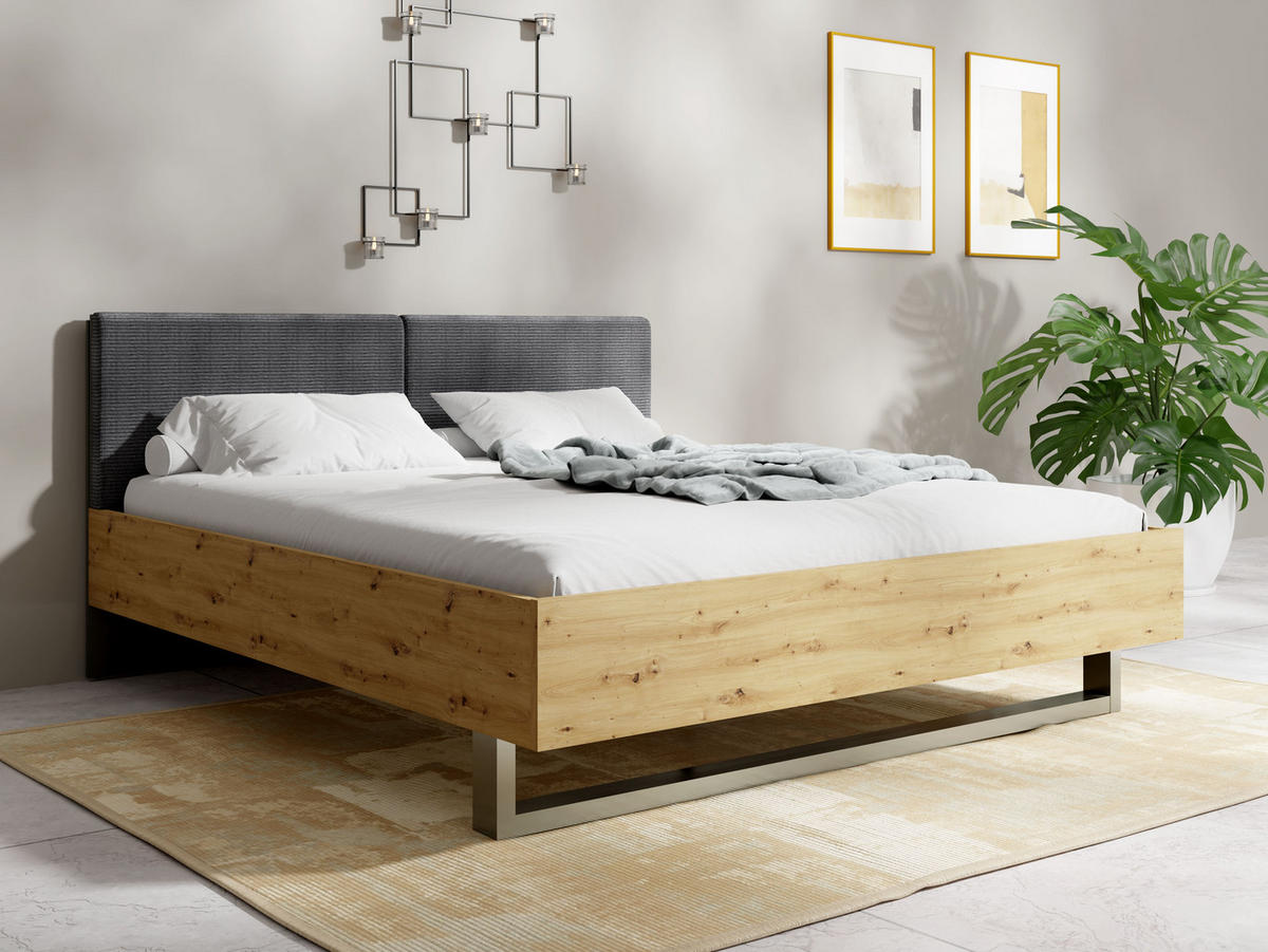 BETT RAVENO – 160×200 cm - mit lattenrost , ohne Bettkasten Grau Graphit - Grau, Holzwerkstoff (160/200cm) - Milaros Markt