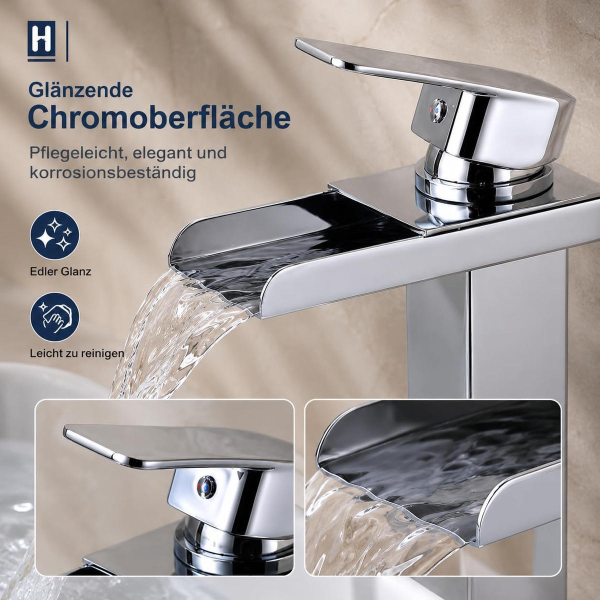 BADEZIMMERARMATUR, 32 x 13 cm, silber - Silberfarben, Metall (35/7/19cm) - Vallsero