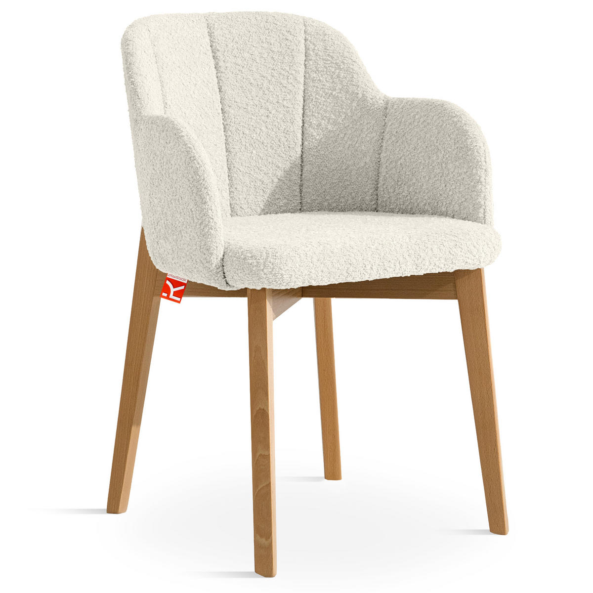 POLSTERSTUHL LONIS Esszimmerstühle 2er Set - Eichefarben/Weiß, Holz/Textil (55/82/54cm) - KONSIMO®