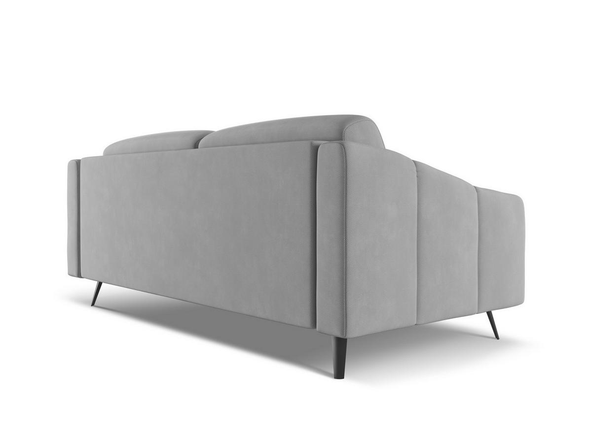3-SITZER SOFA Chenille Stoff Grau - Hellgrau/Schwarz, Textil/Metall (202/80/95cm) - Makamii