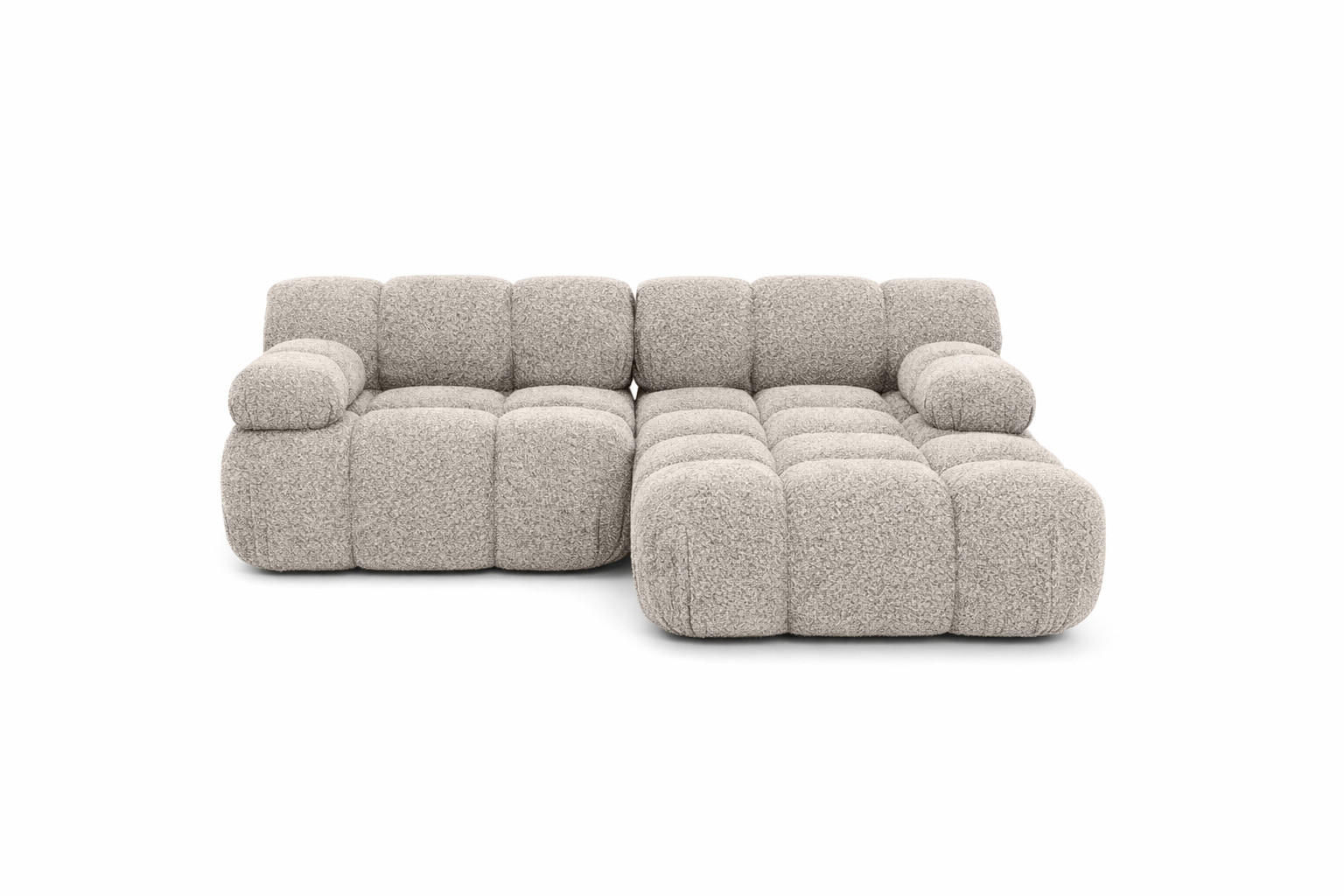 ECKSOFA L-form Mini Modular, Bouclé-Stoff Abriamo, Beige, Rechts, Selia - Beige, Holz (190/160cm) - Kaiser Möbel