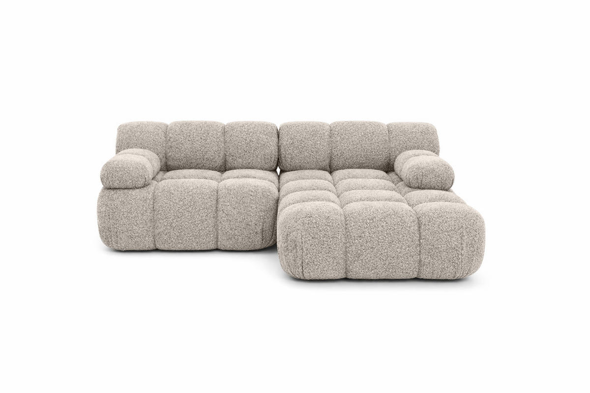ECKSOFA L-form Mini Modular, Bouclé-Stoff Abriamo, Beige, Rechts, Selia - Beige, Holz (190/160cm) - Kaiser Möbel