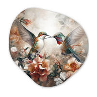 WANDBILD Kolibri - Vögel - Blumen - Natur 40x40 cm - Altrosa, Kunststoff (40/40cm) - MuchoWow