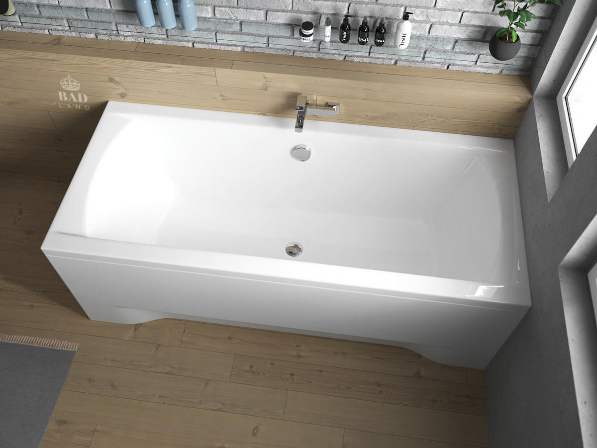 BADEWANNE Rechteck INES 180/80 Ablauf & Füße - Weiß, Kunststoff (80/62/180cm) - bad land