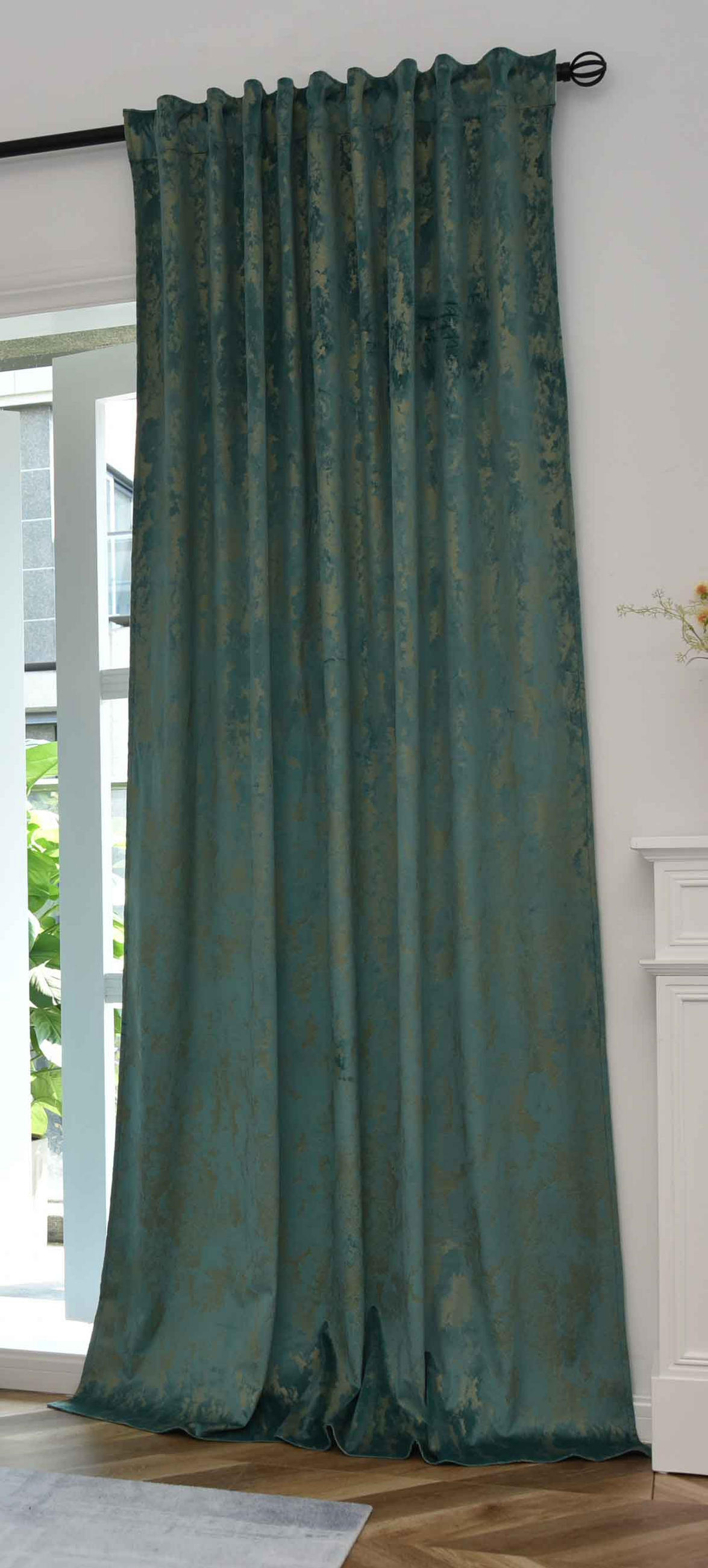 VORHANG SAMT MILANO STAR HxB 245x140 cm Grün Gold - Grün, Textil (140/245cm) - Gardinenbox