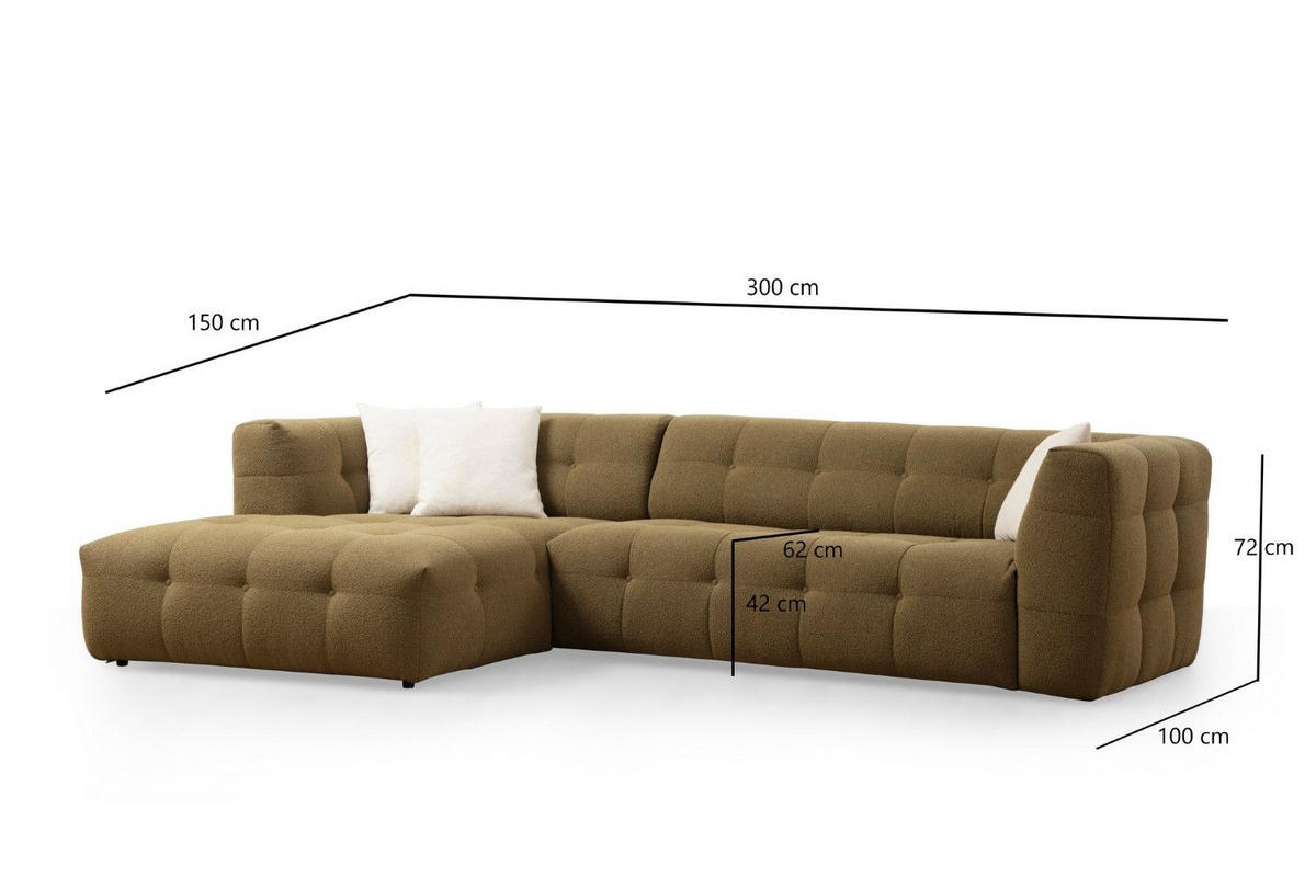 ECKSOFA modernes Design - Schwarz/Grün, Holz/Kunststoff (300/150cm) - myHomelando