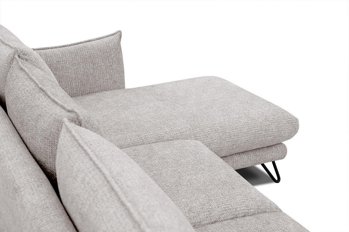 ECKSOFA HOSTEN 4-Sitzer, beige - Beige/Schwarz, Holzwerkstoff/Textil (269/158cm) - Courtois Laville