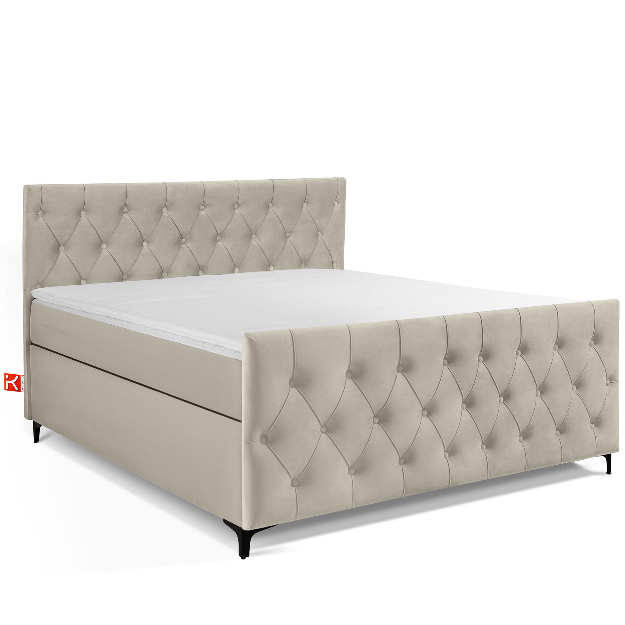 POLSTERBETT ARDEA, Creme - Creme/Schwarz, Holz/Holzwerkstoff (160/200cm) - KONSIMO®