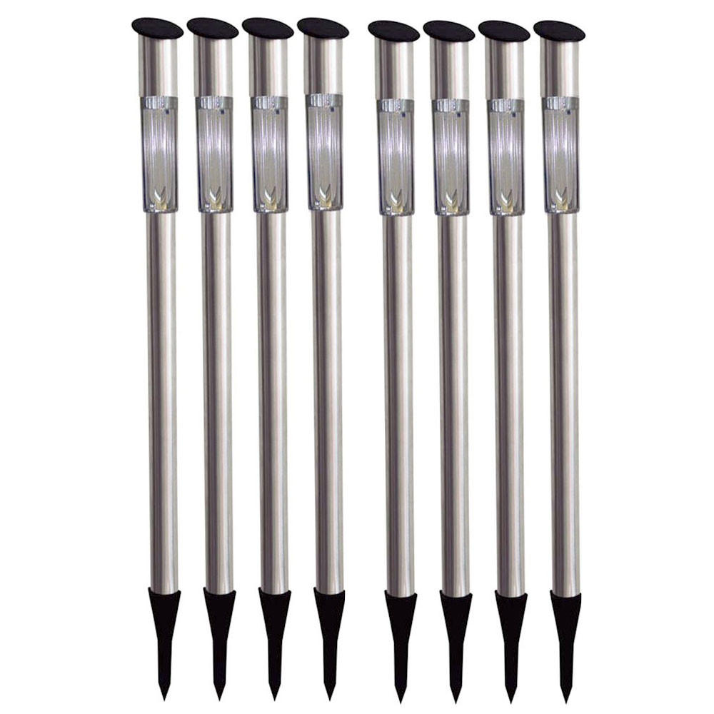 LED AUSSENLEUCHTE Silber Solar 8er Set - Silberfarben, Metall (5/5/70cm) - Globo Lighting