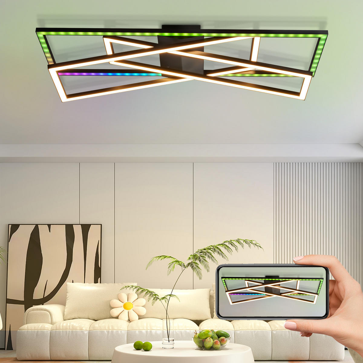 LED-DECKENLEUCHTE Jovarn 23.5/23.5/13.5 cm - Schwarz, Metall (23.5/23.5/13.5cm) - ZMH