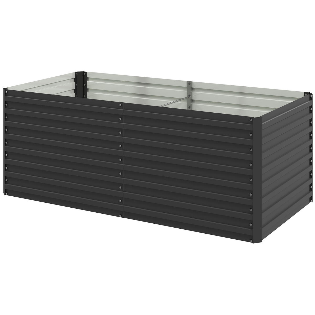 HOCHBEET DE-12169 160/80/60 cm offener Boden Grau - Dunkelgrau, Metall (160/60/80cm) - ComfortXL
