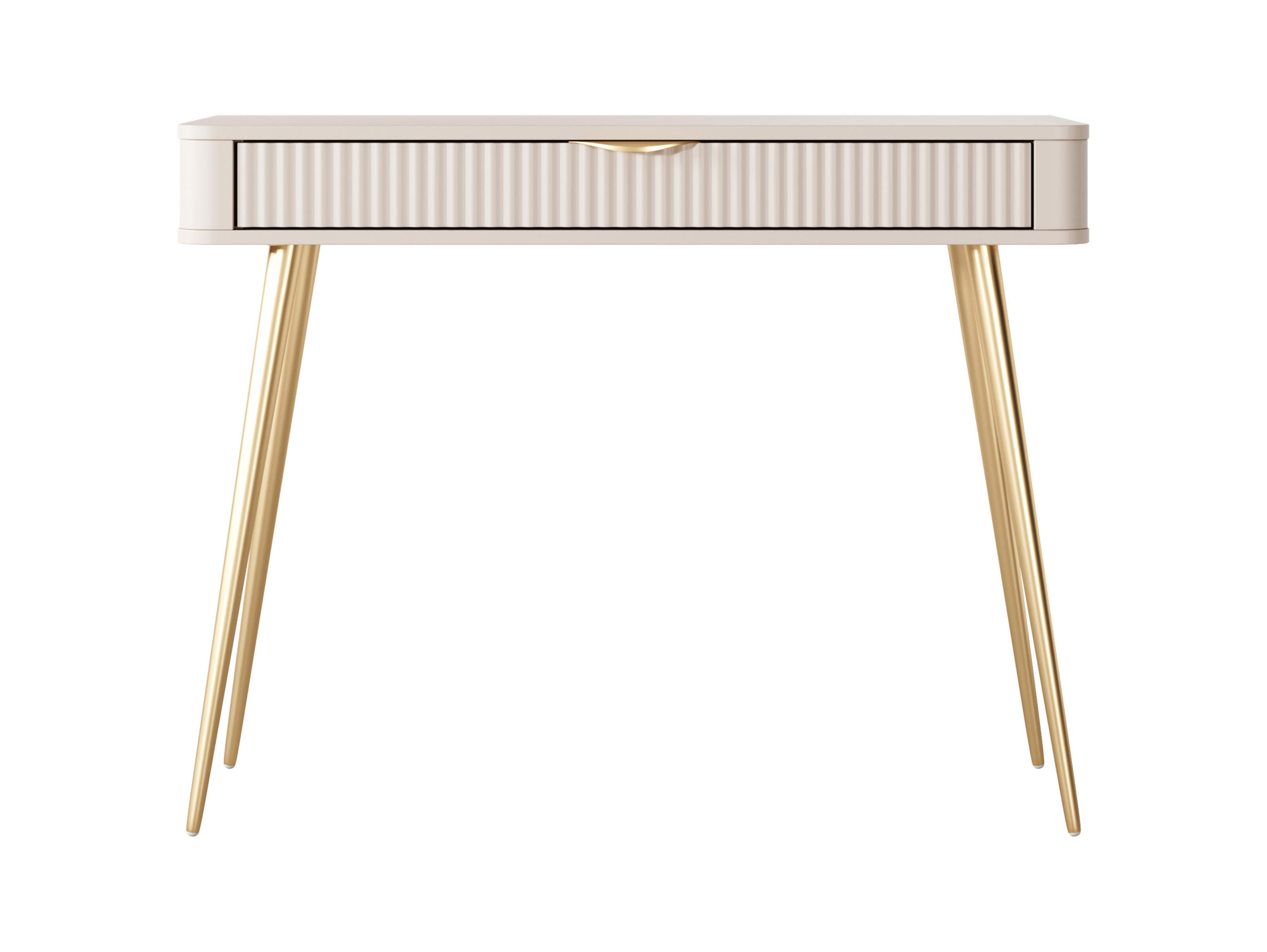 KONSOLENTISCH Vespasia 1S Beige 100,2/78/38 cm – Geriffelten Fronten - Beige/Goldfarben, Holzwerkstoff/Metall (38/100.2/78cm) - AX Living